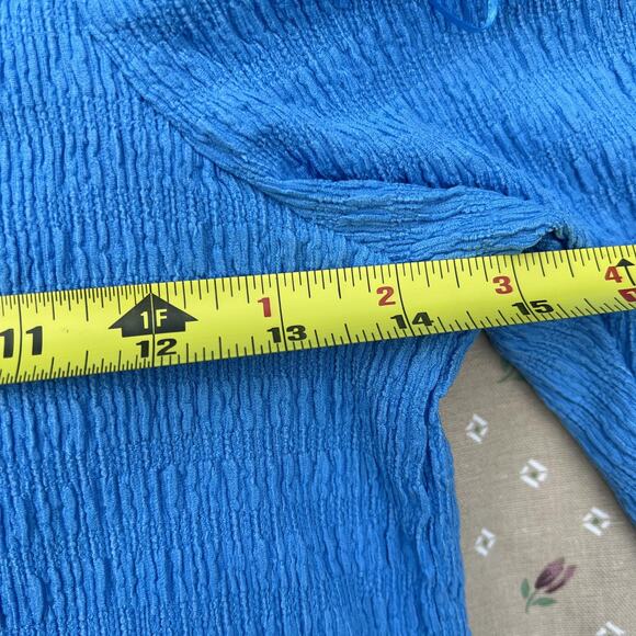 H&M Shirt Womens Small Blue Puff Sleeve Textured Long Sleeve Square Neck NWT - Picture 6 of 7